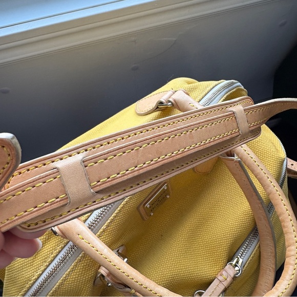 Dooney & Bourke Dillen Double Pocket Satchel Yellow Canvas - Picture 10 of 16